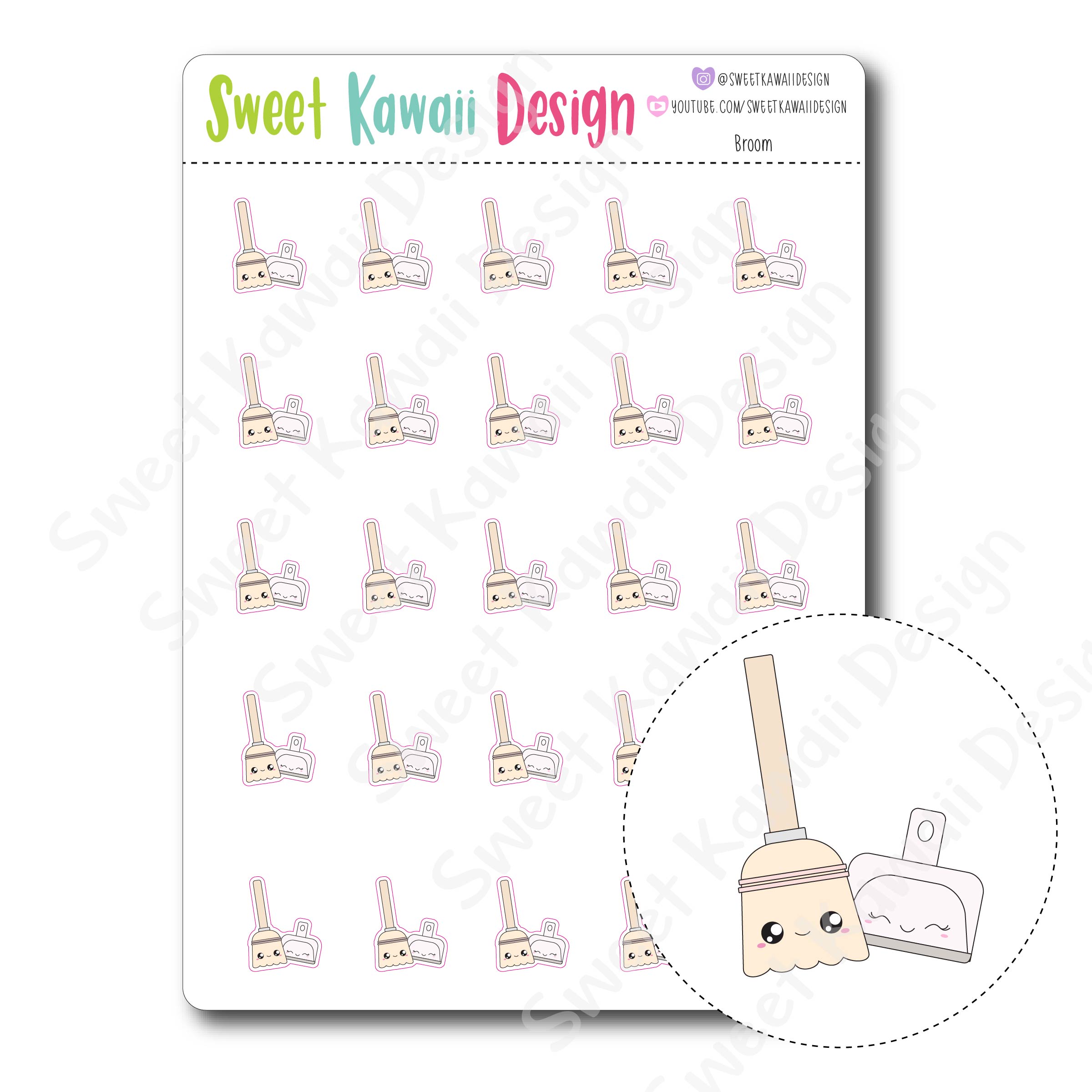 Kawaii Broom Stickers