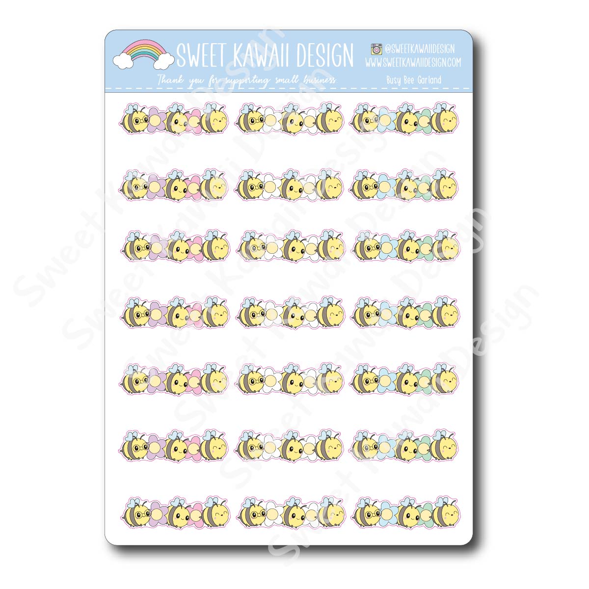 Kawaii Busy Bee Stickers - Garland