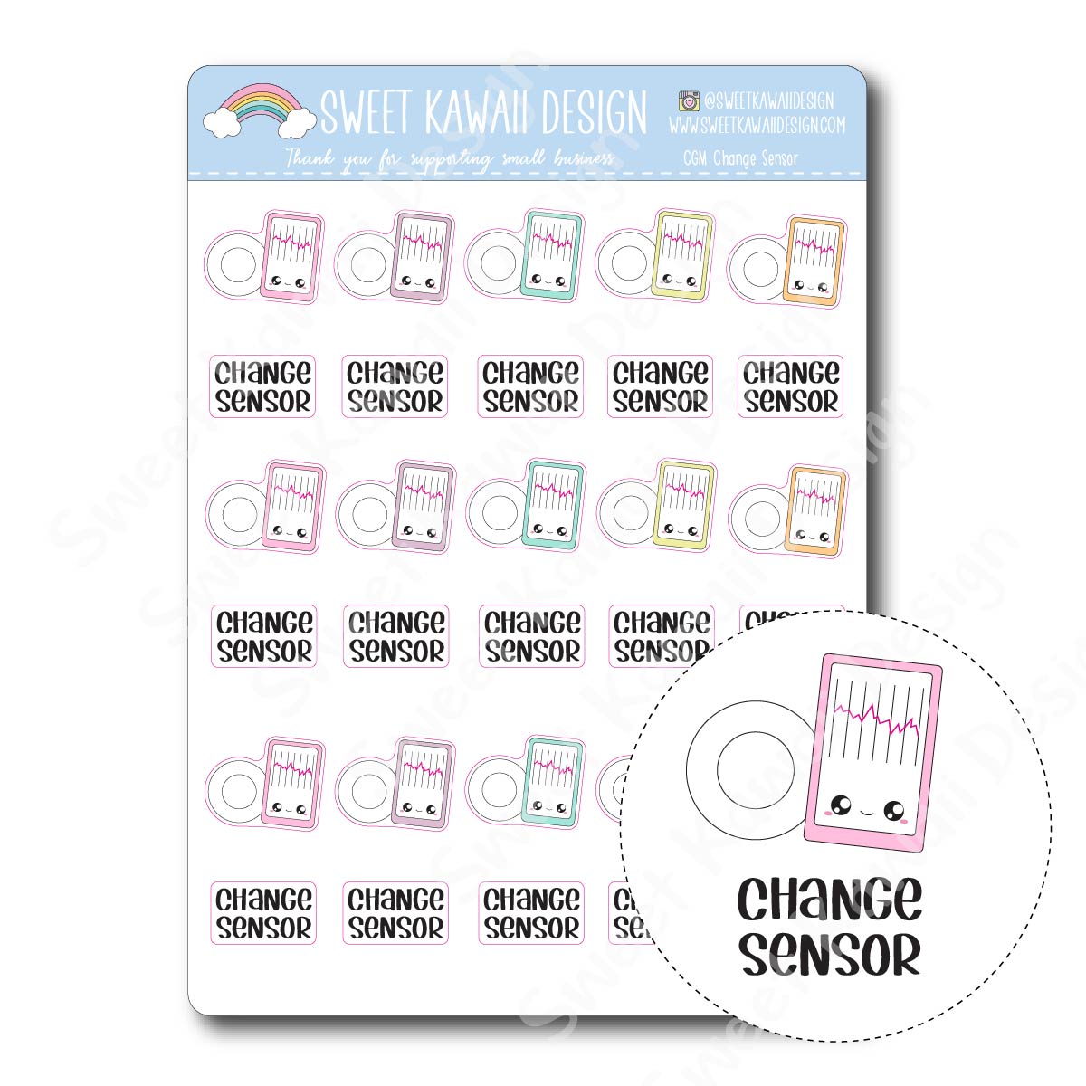 Kawaii CGM Stickers - Change Sensor
