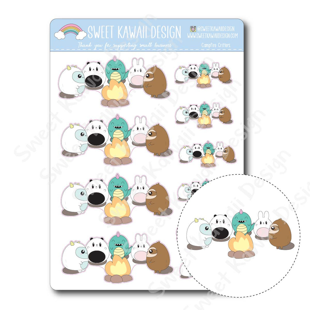 Kawaii Campfire Critter Stickers
