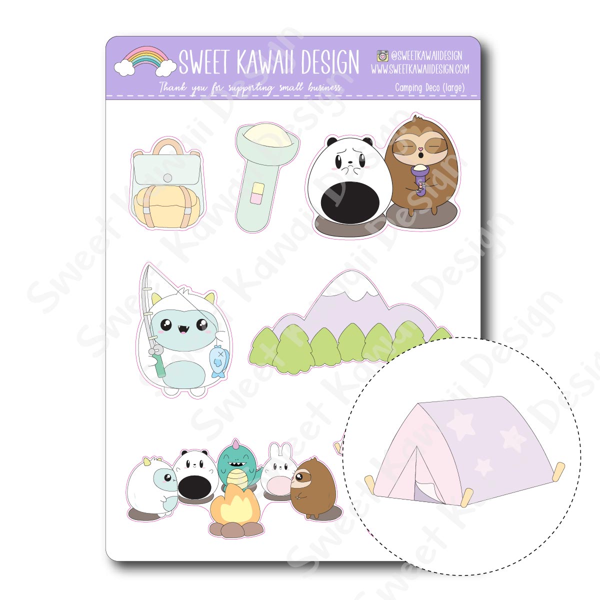 Kawaii Camping Deco (Large) Stickers