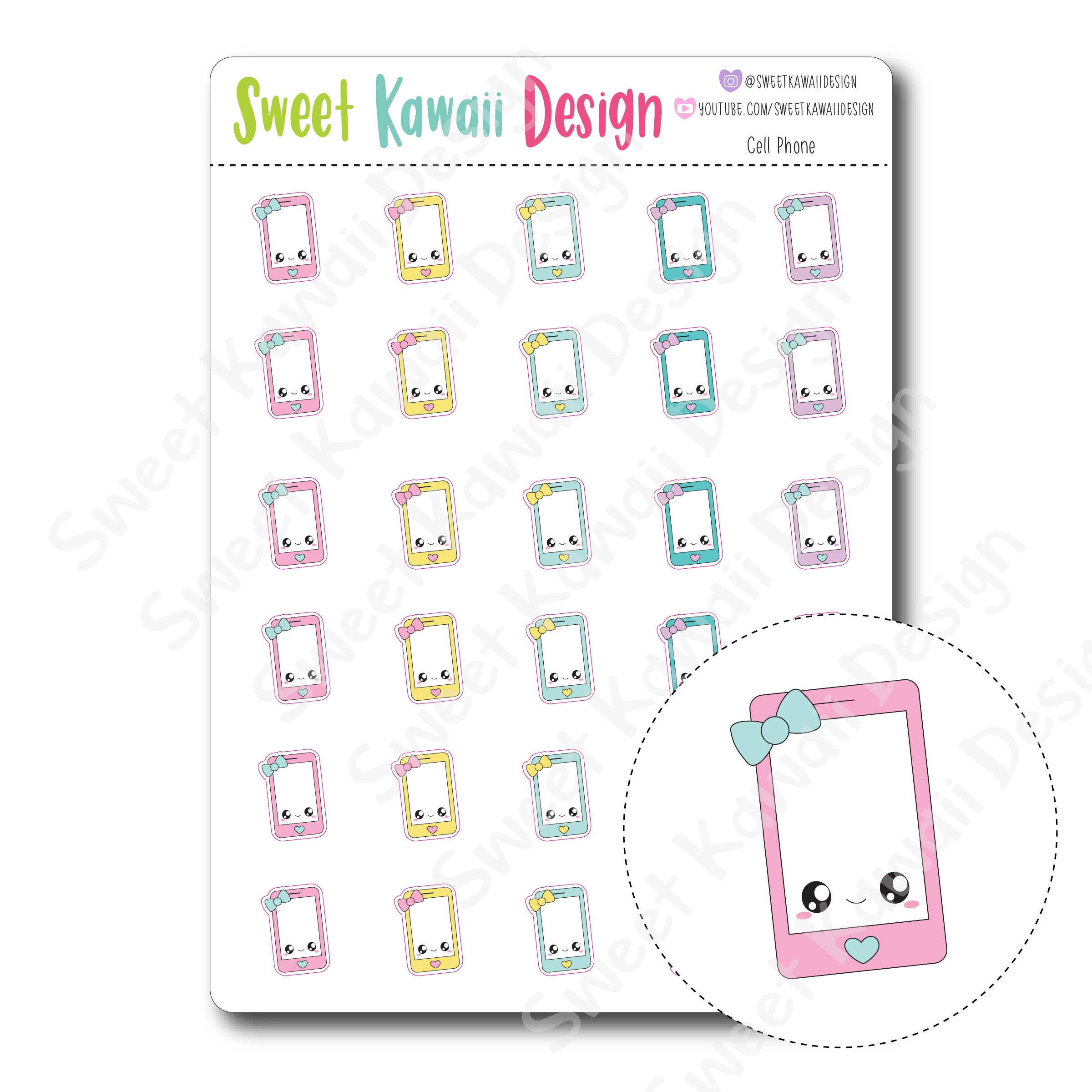 Kawaii Cell Phone Stickers