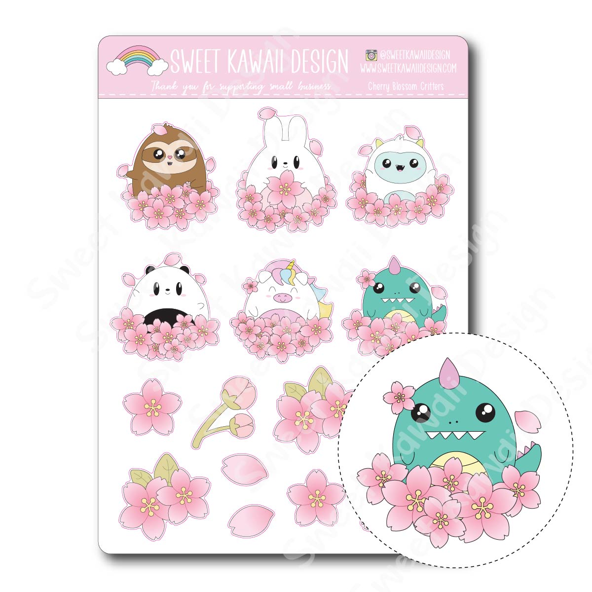 Kawaii Cherry Blossom Critters Stickers