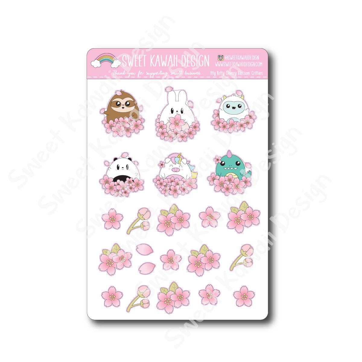 Kawaii Cherry Blossom Critters Stickers