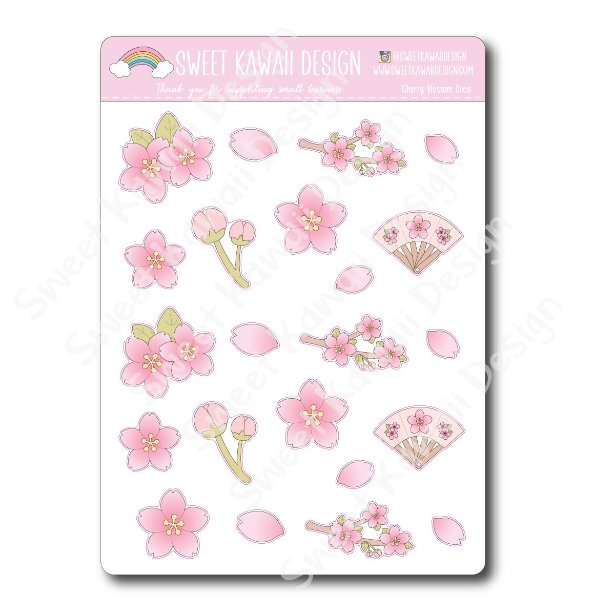 Kawaii Cherry Blossom Deco (Large) Stickers