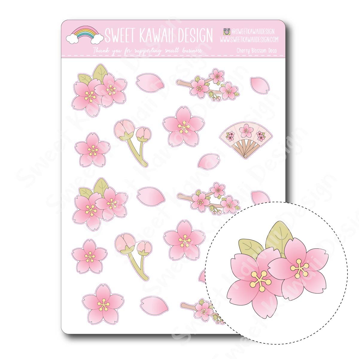 Kawaii Cherry Blossom Deco (Large) Stickers