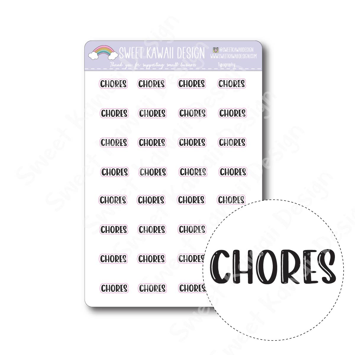 Typography Stickers - Chores*