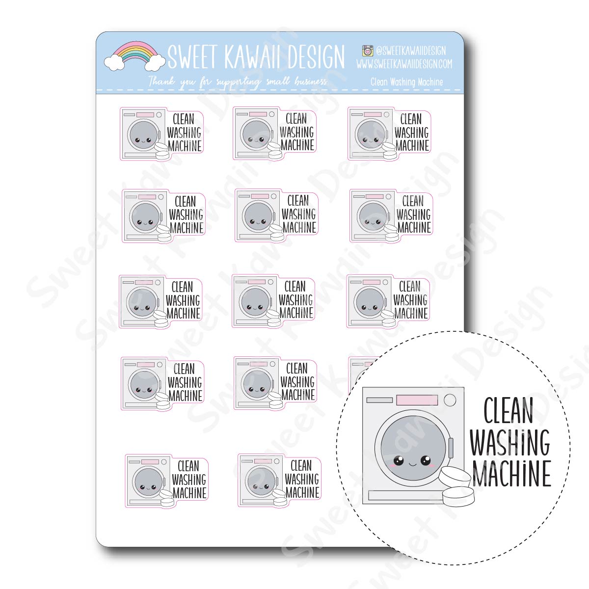 Kawaii Clean Washing Machine Stickers