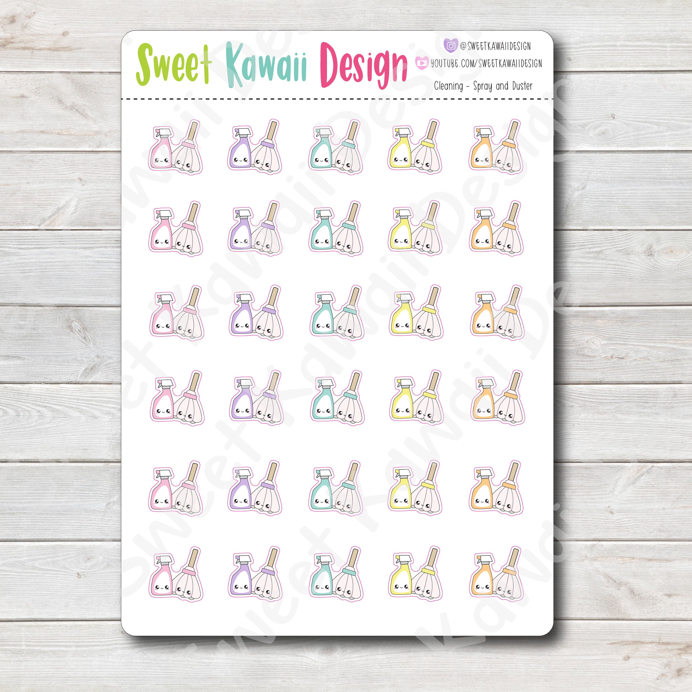 Kawaii Cleaning Stickers - Spray and Duster
