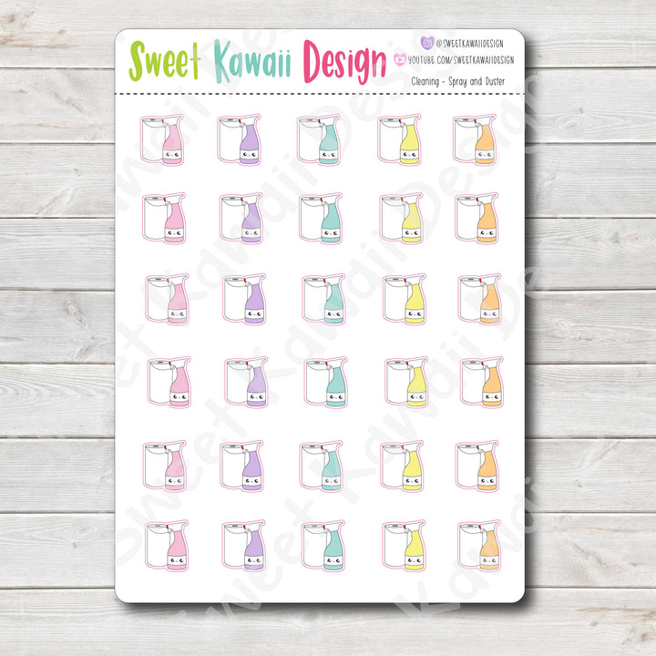 Kawaii Cleaning Stickers - Towel and Spray