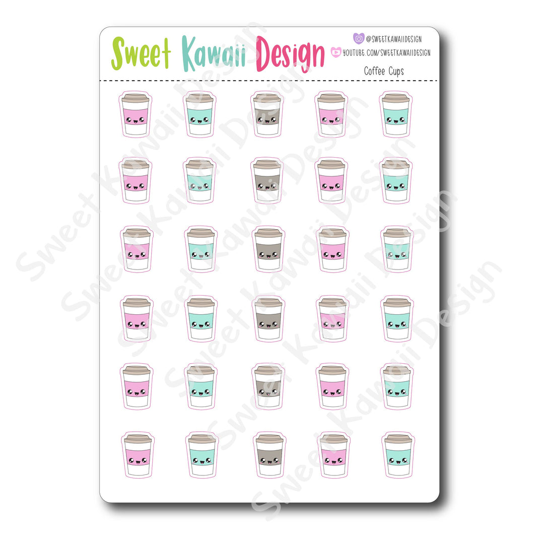 Kawaii Coffee Cup Stickers