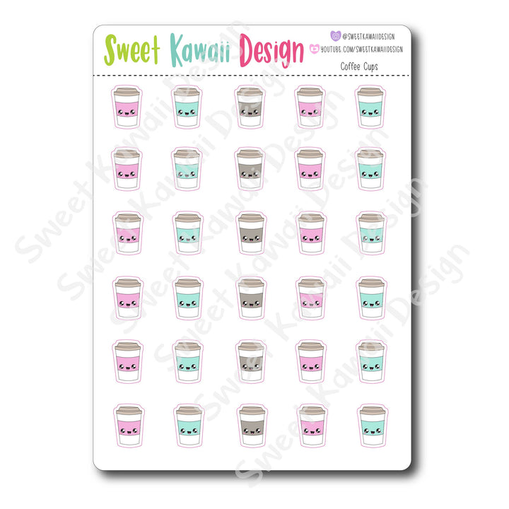 Kawaii Coffee Cup Stickers