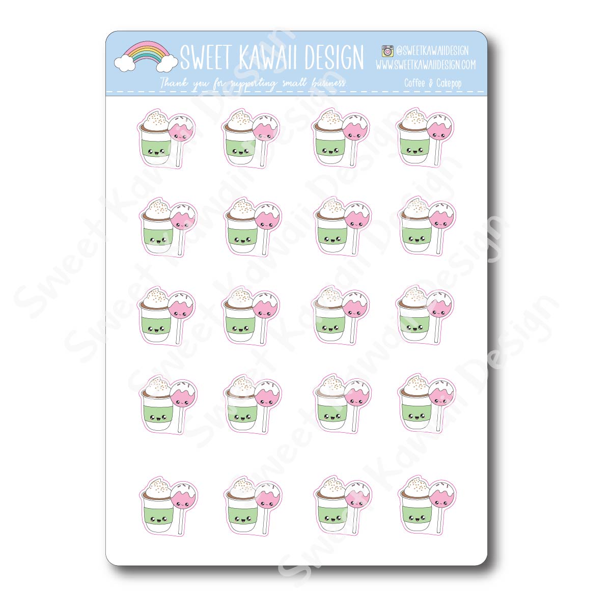 Kawaii Coffee and Cakepop Stickers