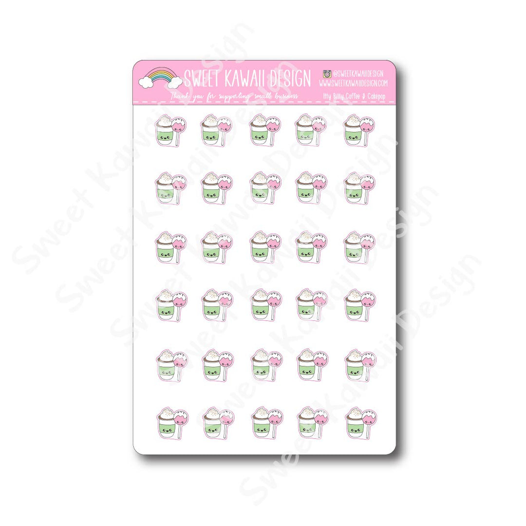 Kawaii Coffee and Cakepop Stickers