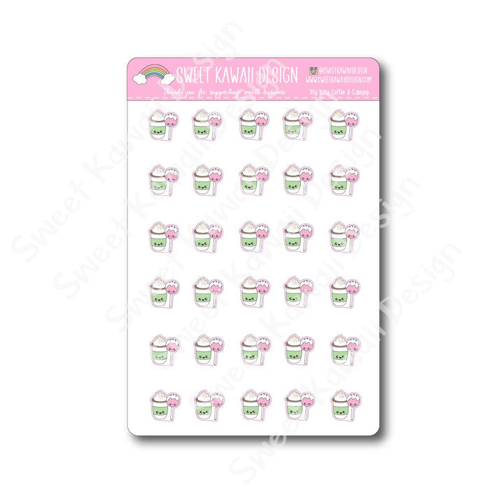 Kawaii Coffee and Cakepop Stickers