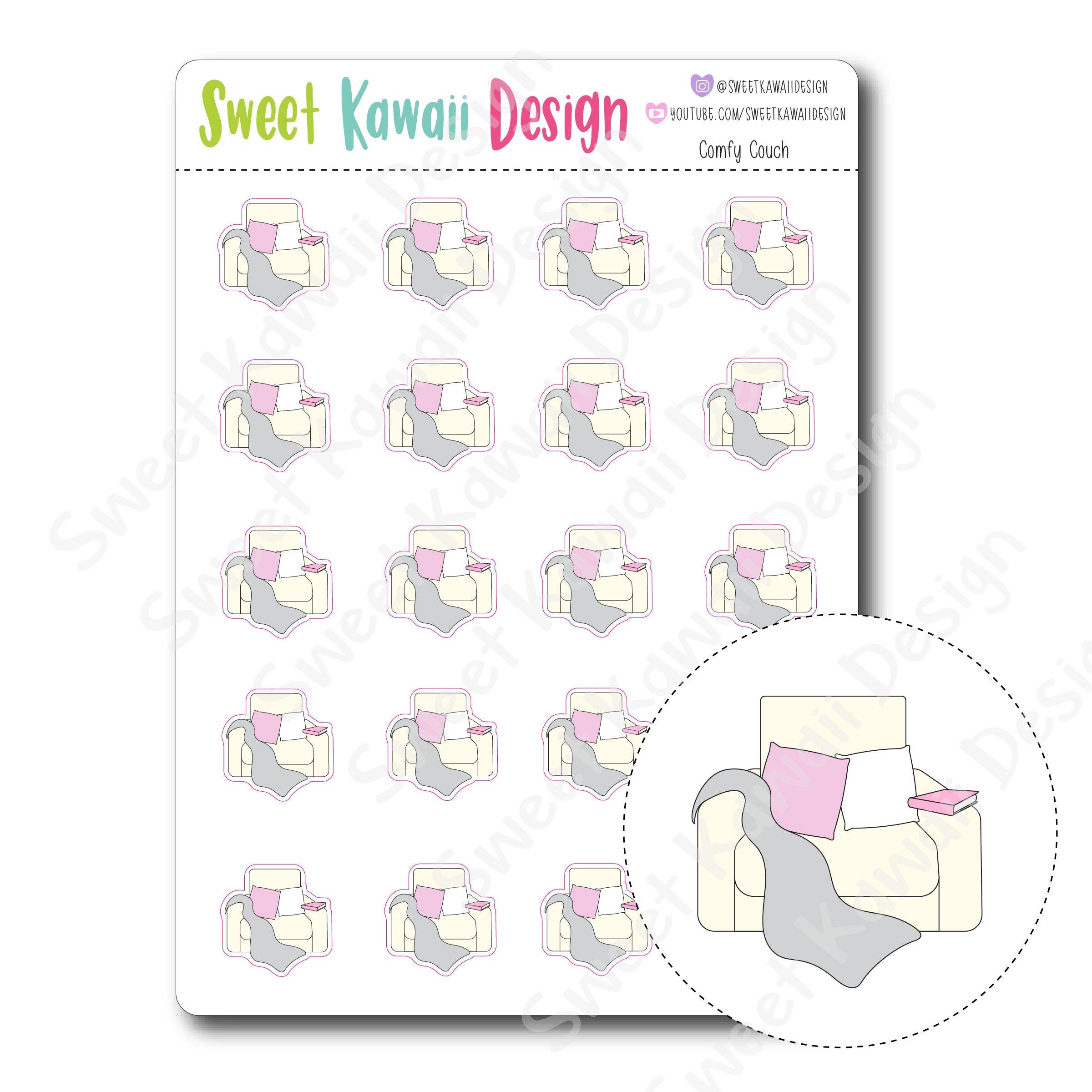 Kawaii Comfy Couch Stickers
