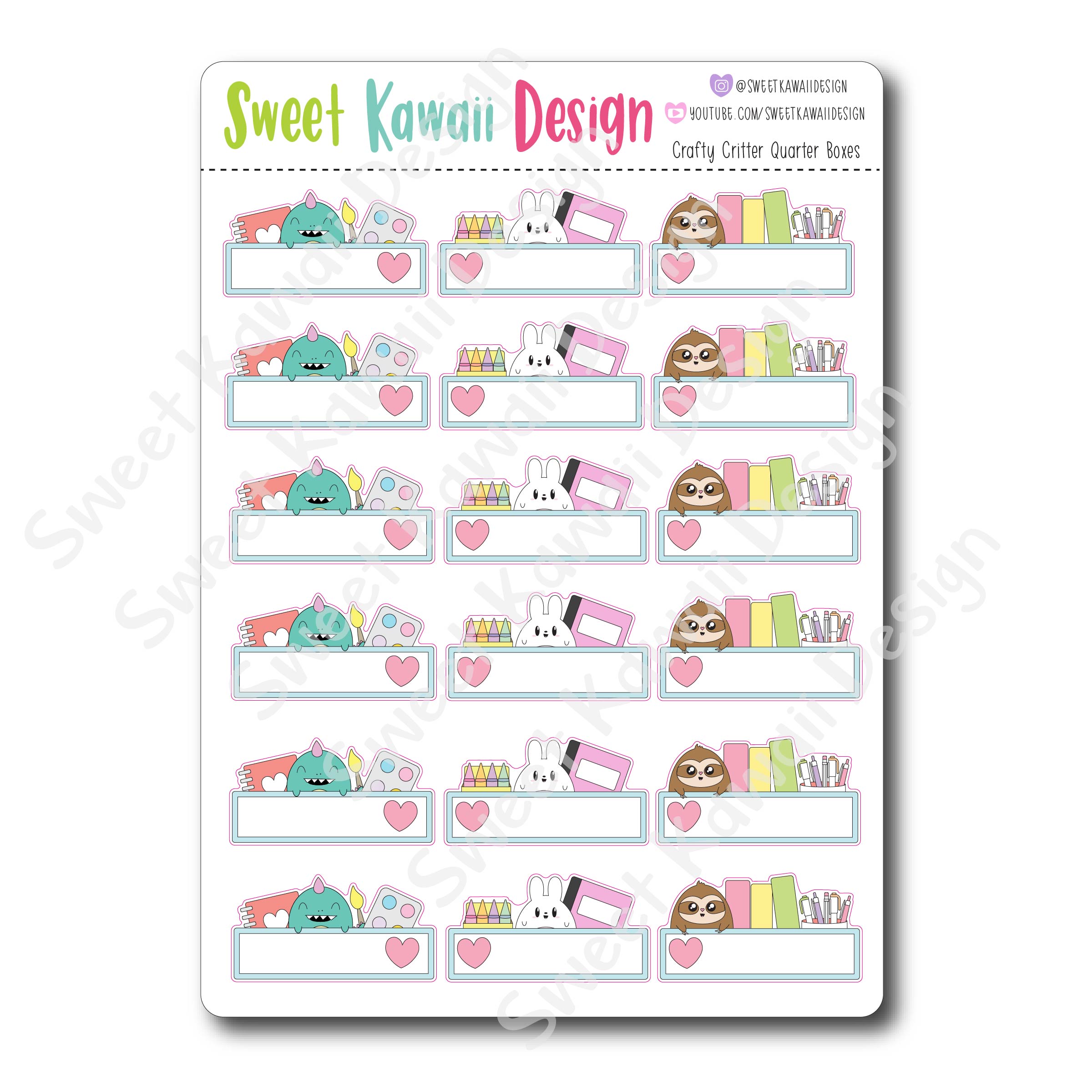 Kawaii Crafty Critters Quarter Box Stickers