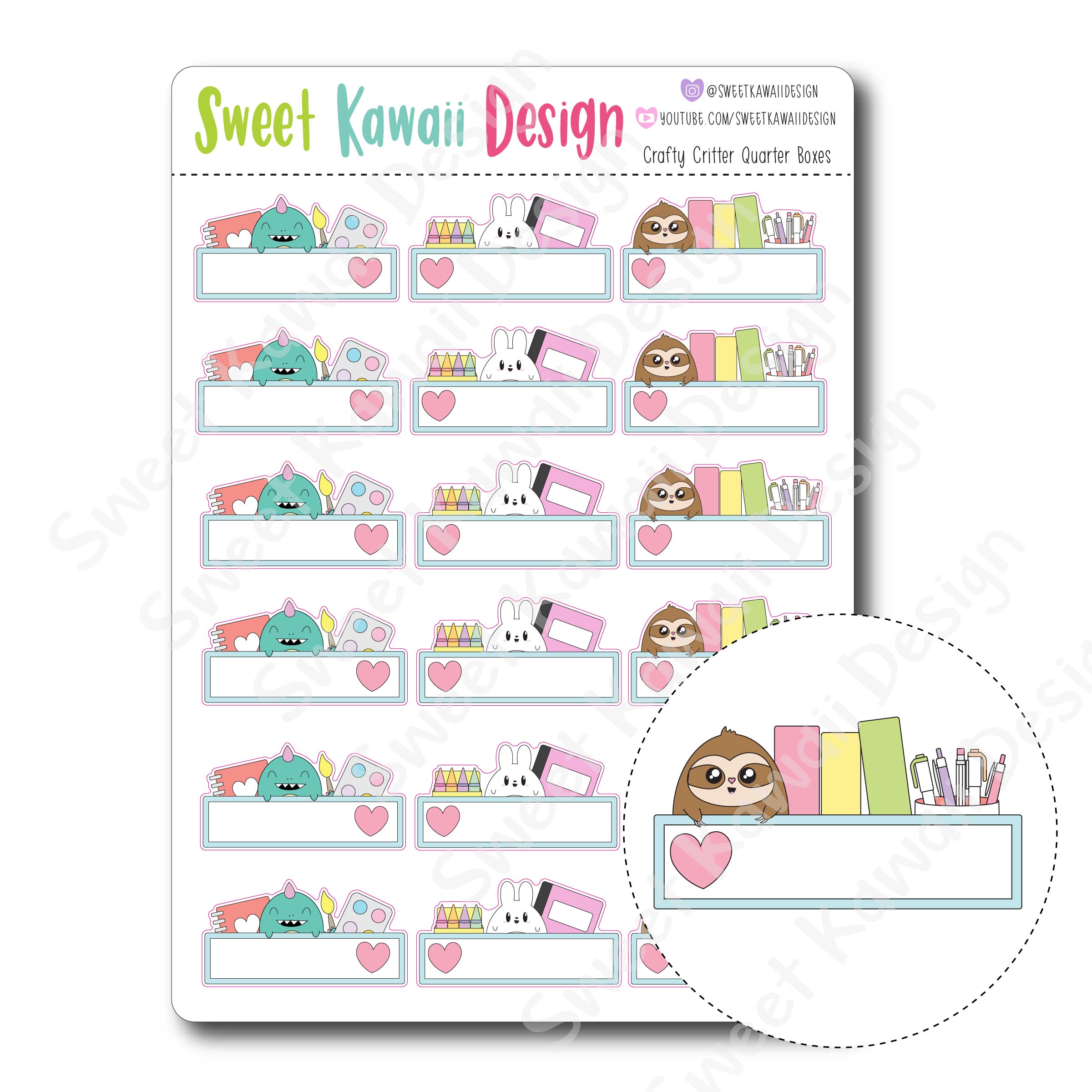 Kawaii Crafty Critters Quarter Box Stickers