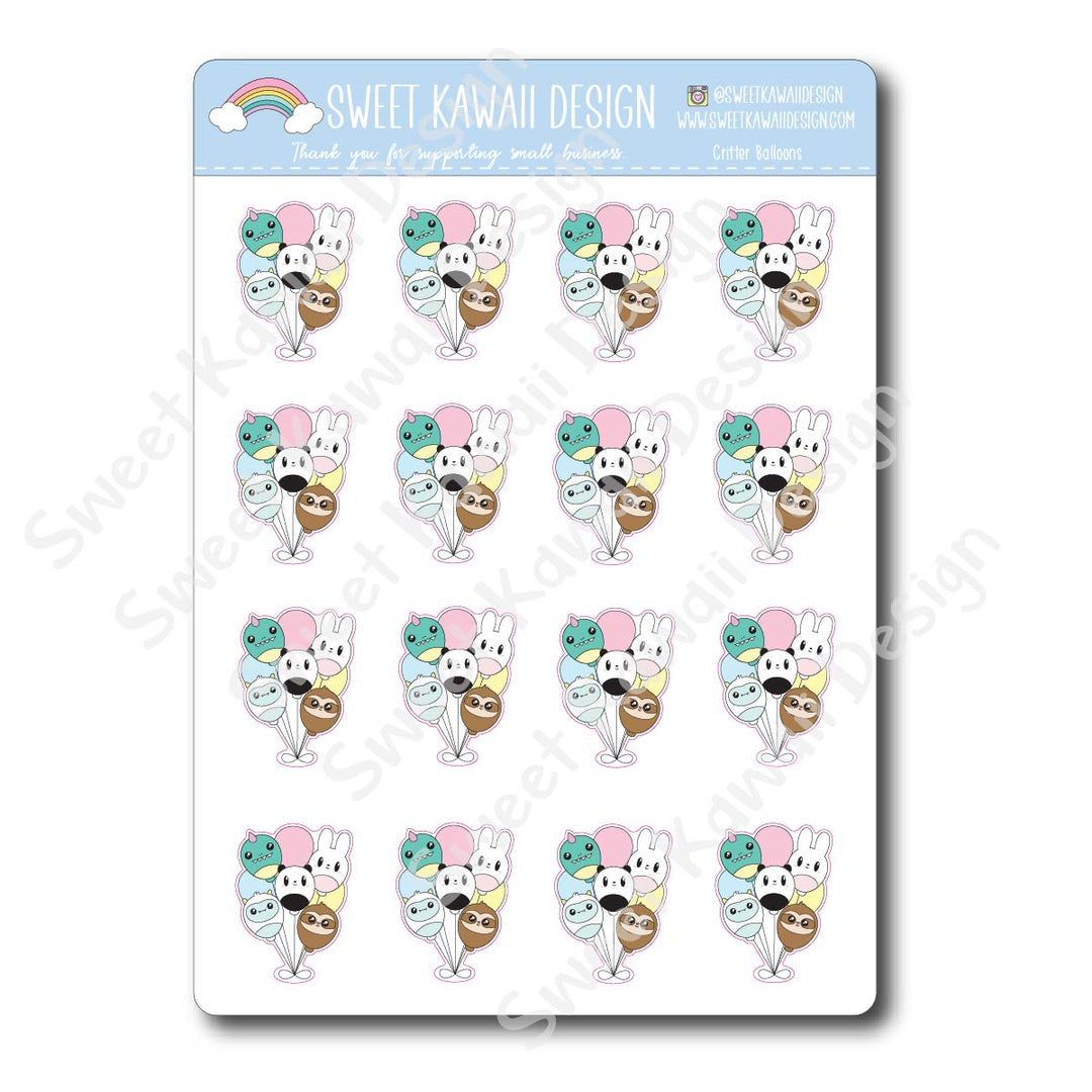 Kawaii Critter Balloon Stickers