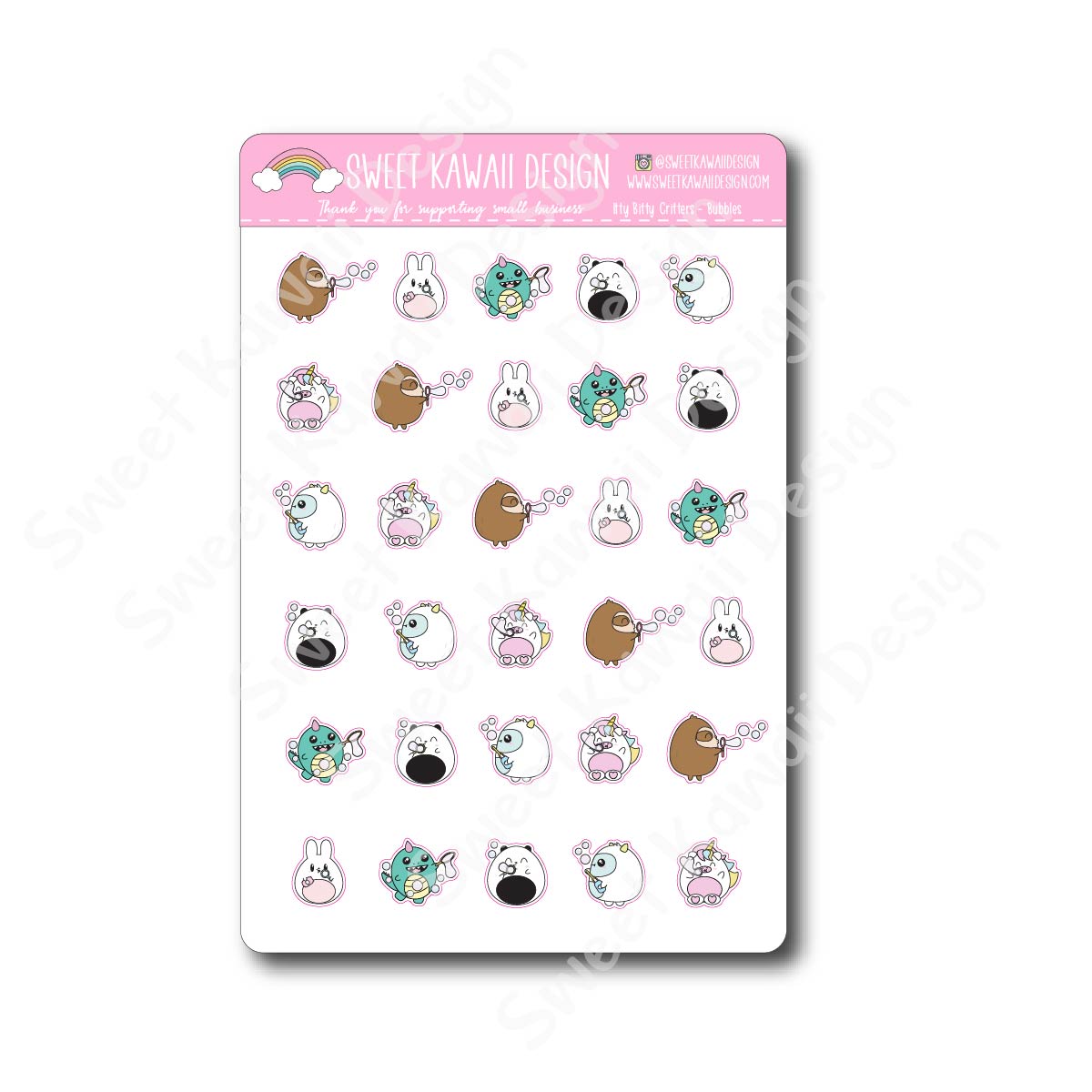 Kawaii Critters Stickers - Bubbles (blowing)