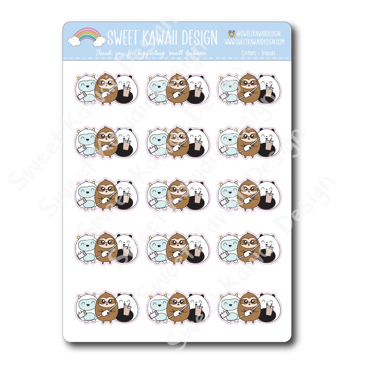Kawaii Critter Stickers - Friends