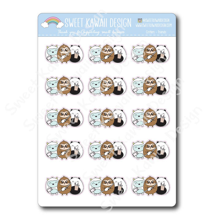 Kawaii Critter Stickers - Friends