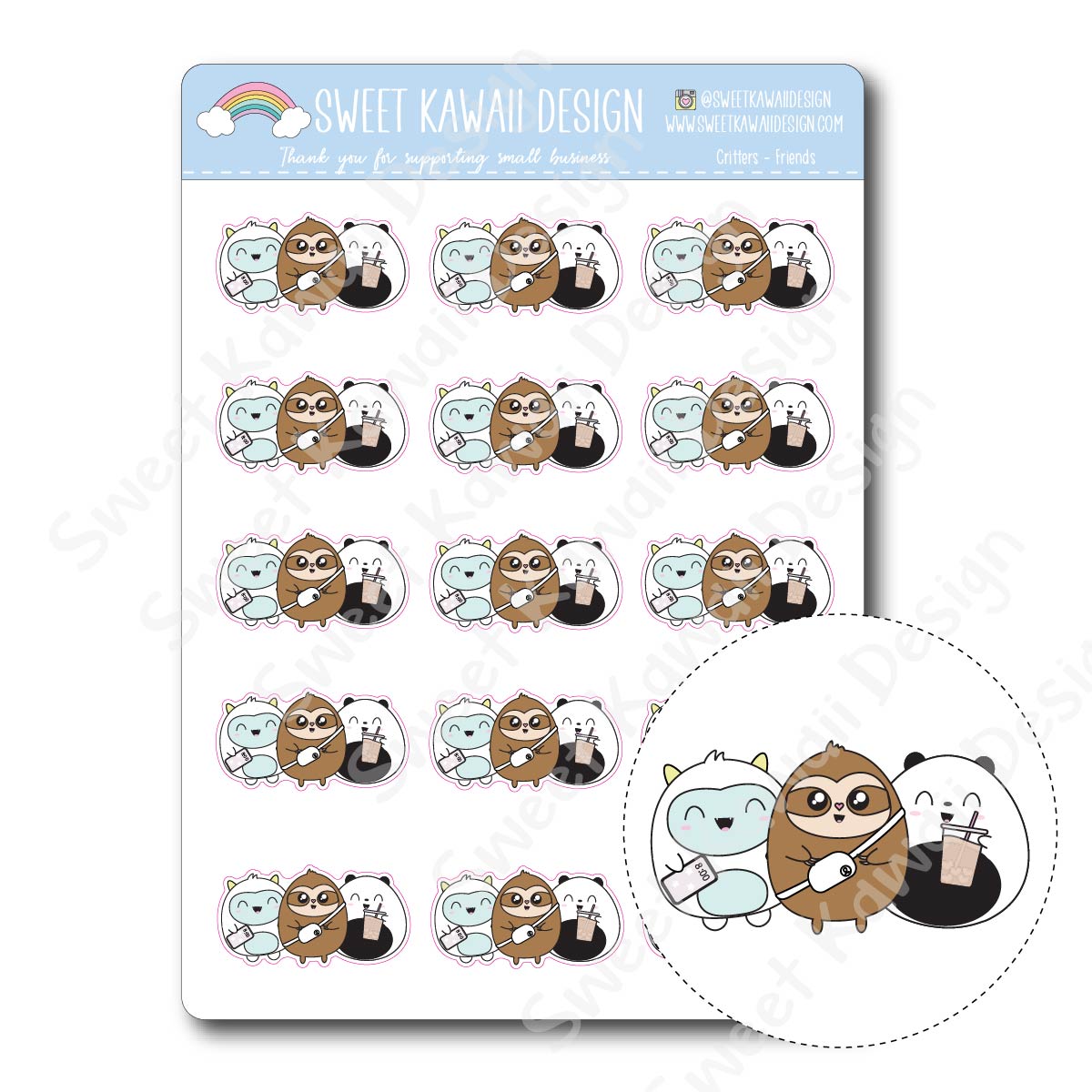 Kawaii Critter Stickers - Friends