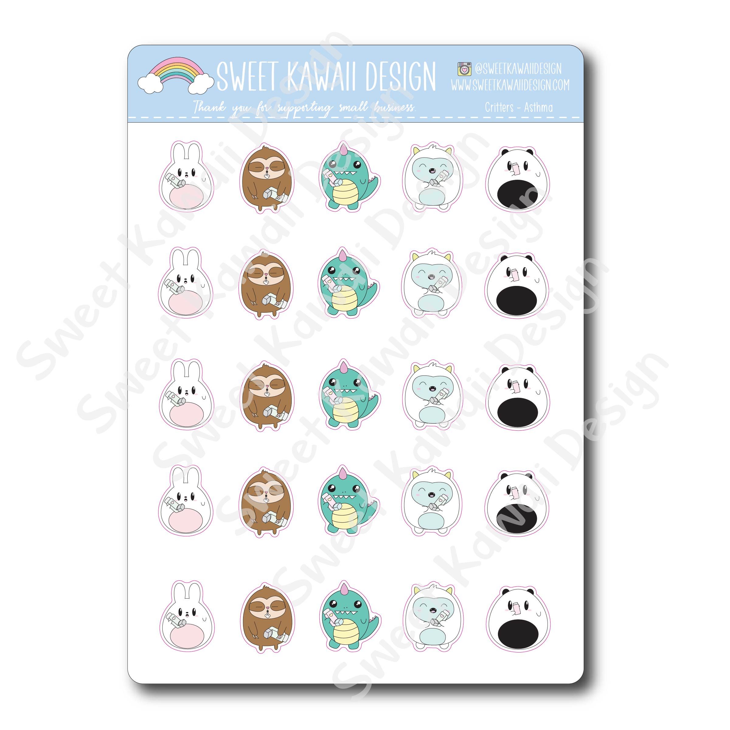 Kawaii Critter Stickers - Asthma