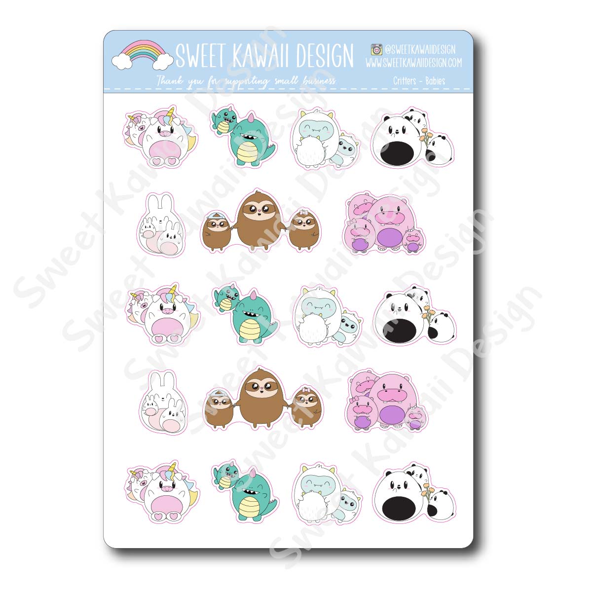 Kawaii Critter Stickers - Babies