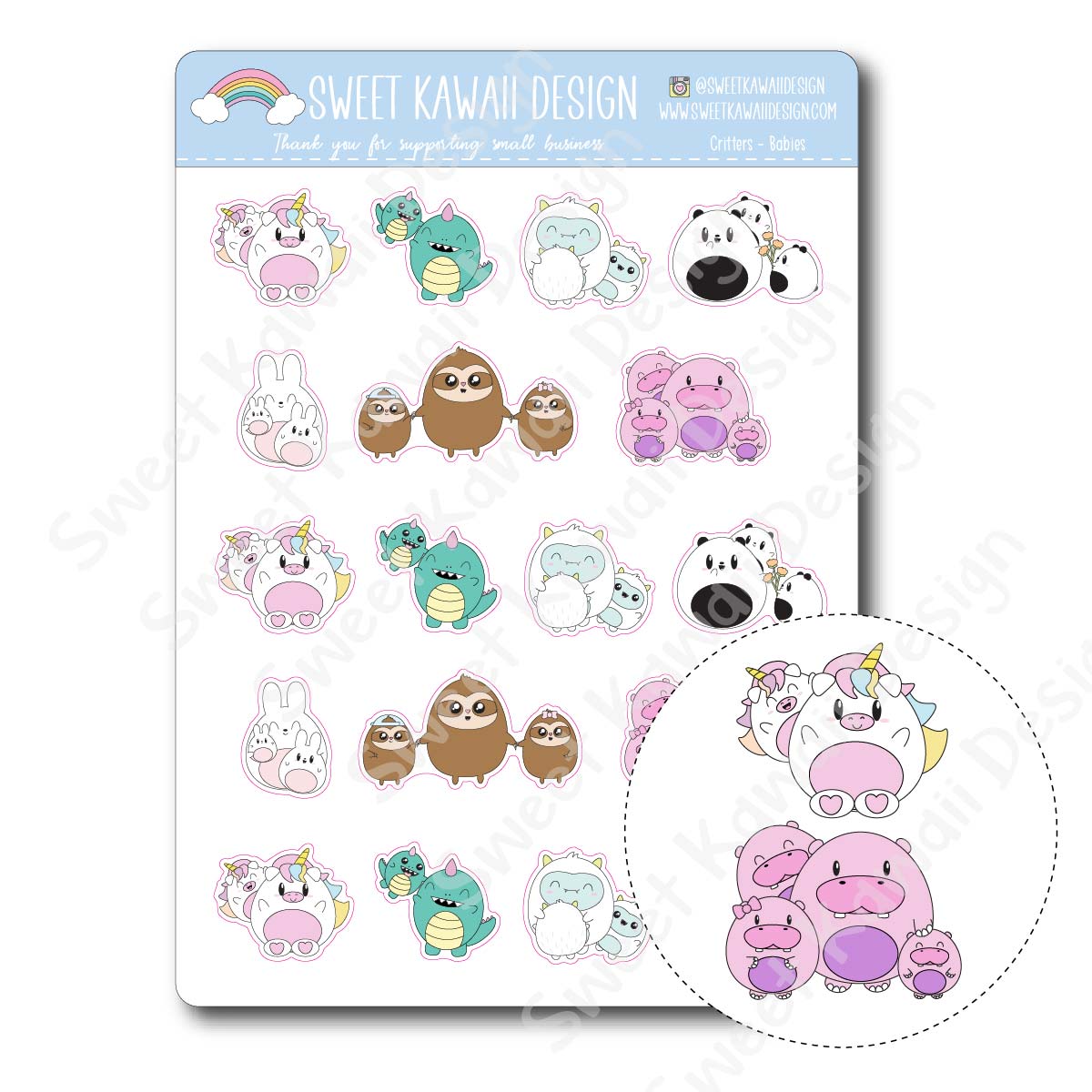 Kawaii Critter Stickers - Babies