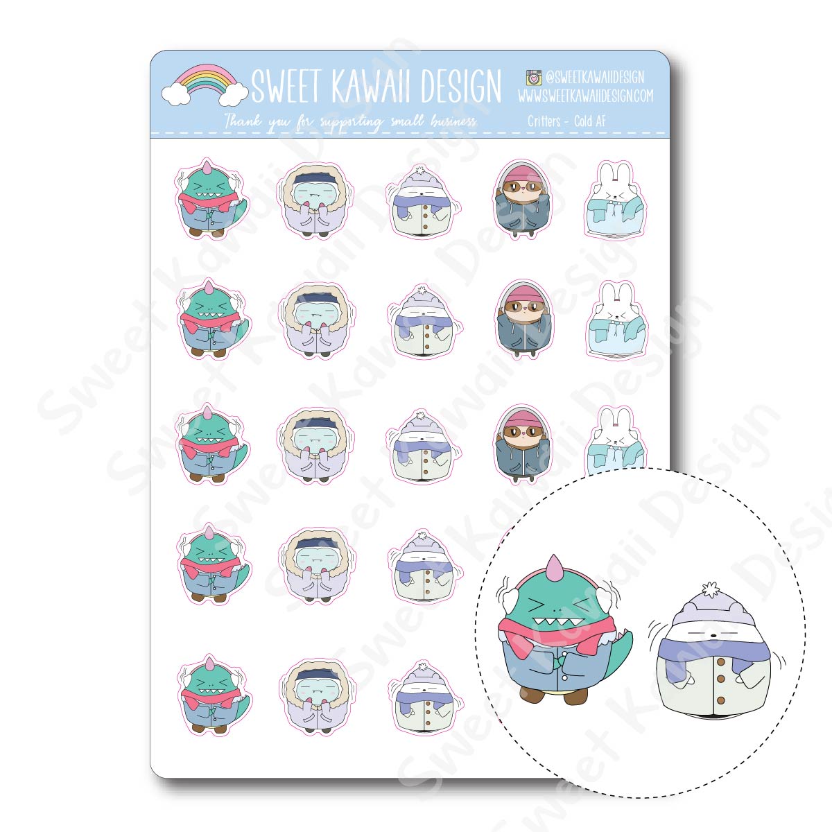 Kawaii Critter Stickers - Cold AF