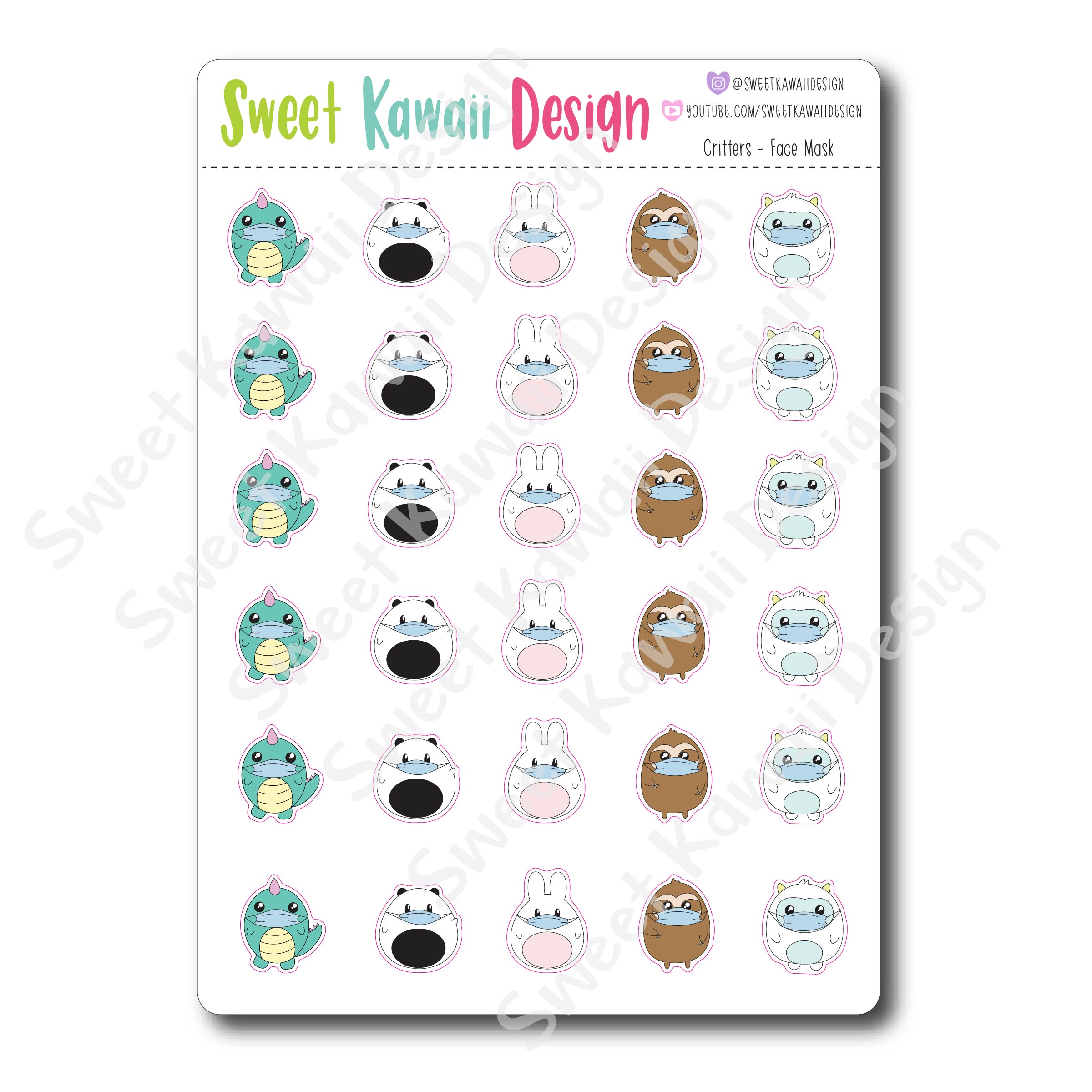 Kawaii Critters Stickers - Face Mask