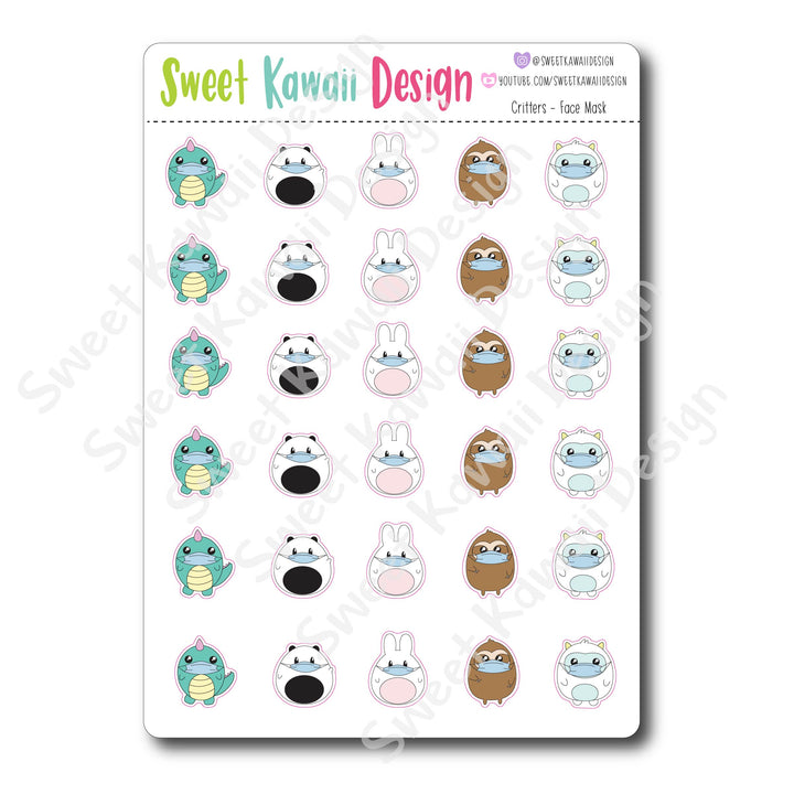 Kawaii Critters Stickers - Face Mask