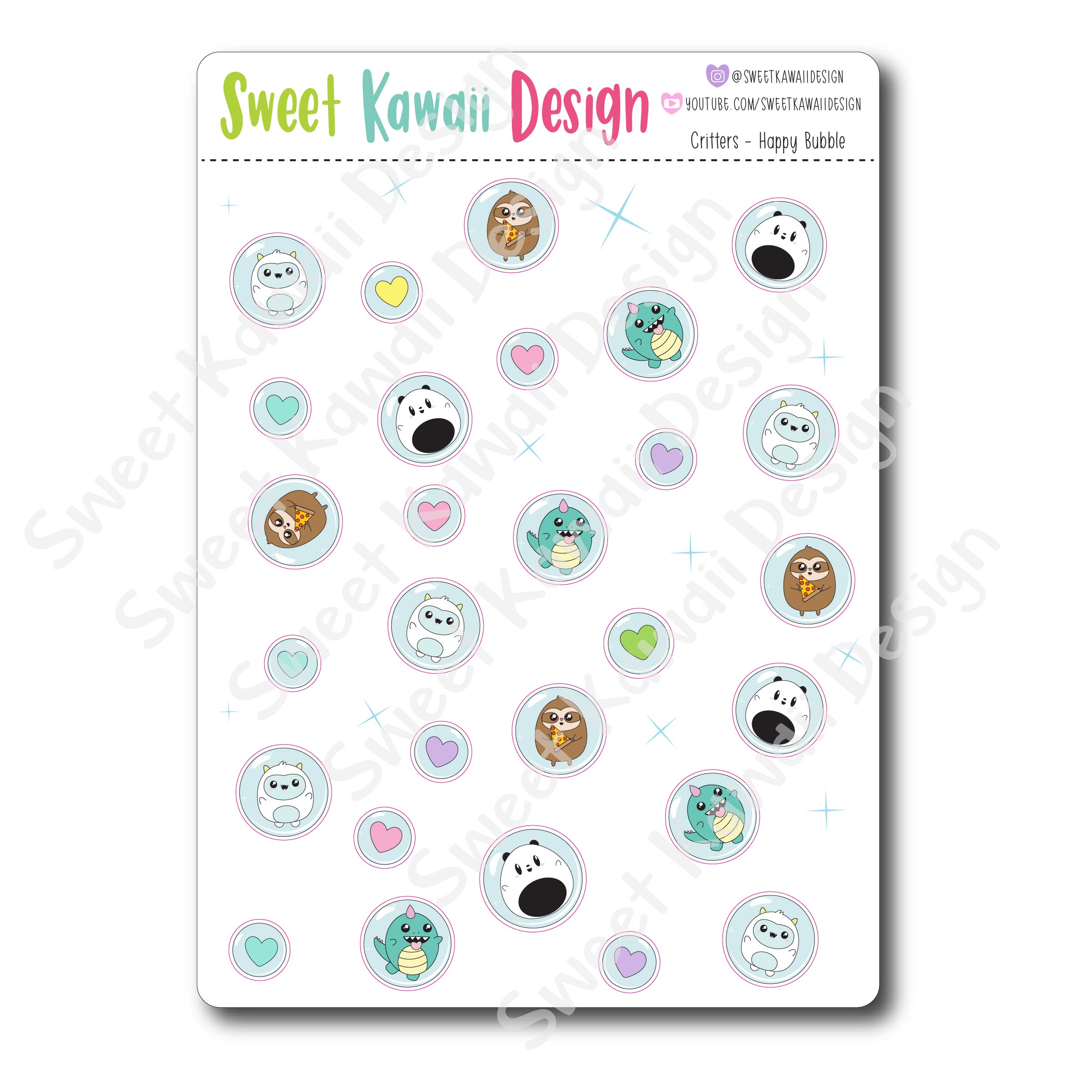 Kawaii Critters Stickers - Happy Bubbles