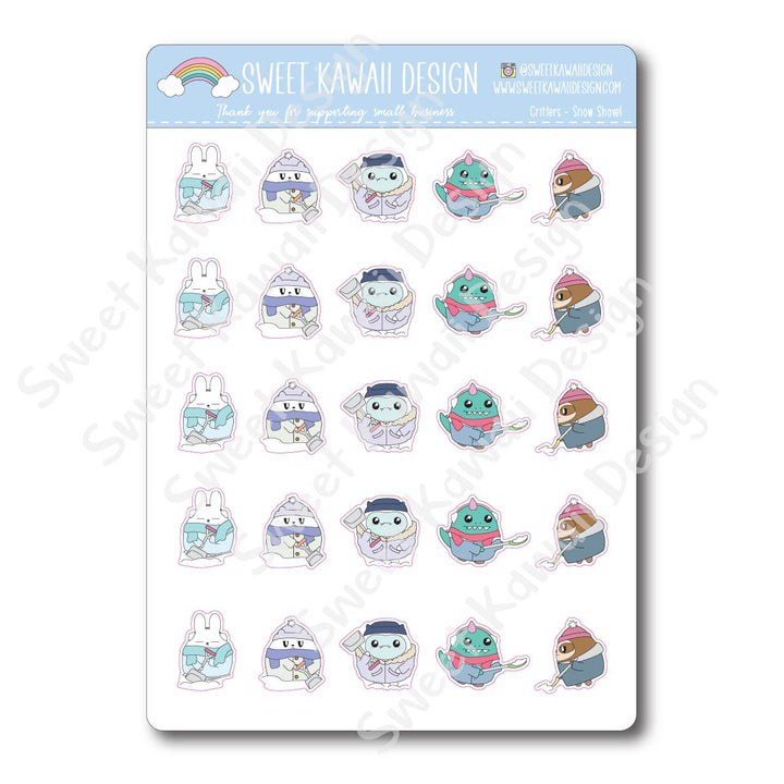 Kawaii Critter Stickers - Snow Shovel