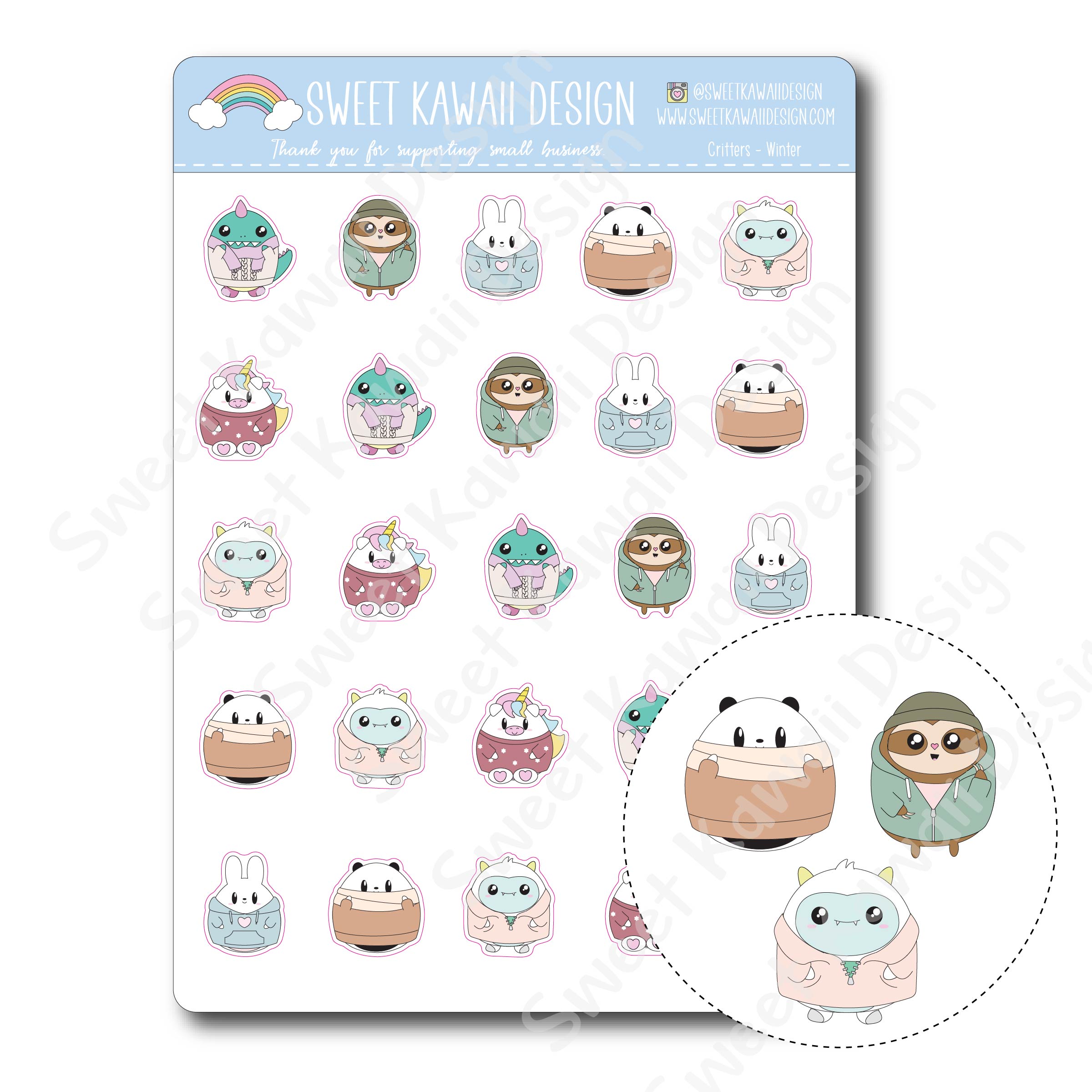 Kawaii Critter Stickers - Winter