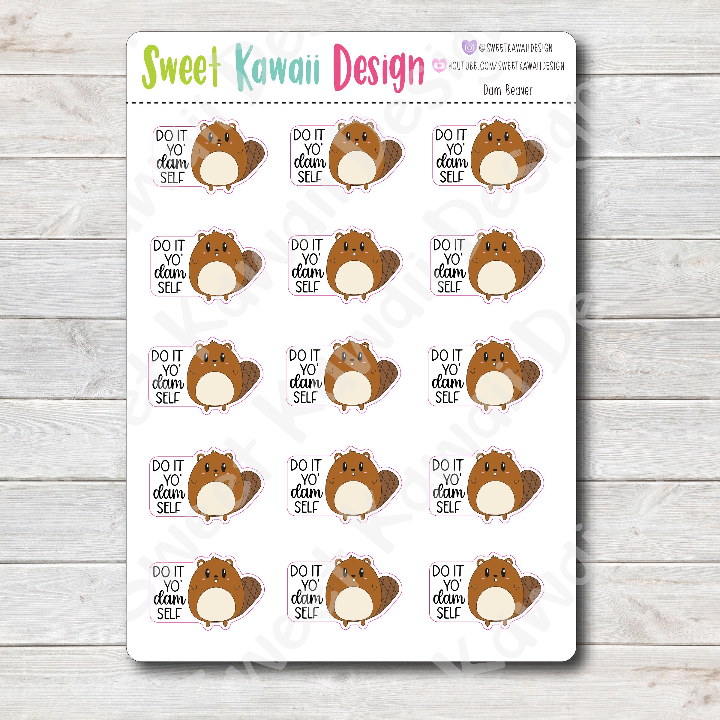 Kawaii Dam Beaver Stickers