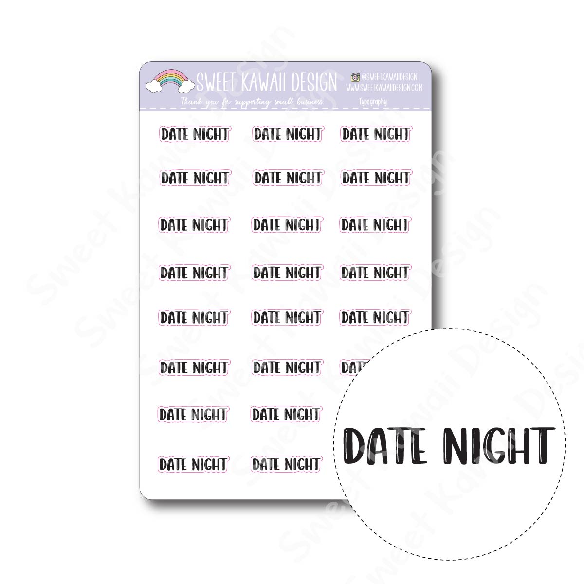 Typography Stickers - Date Night