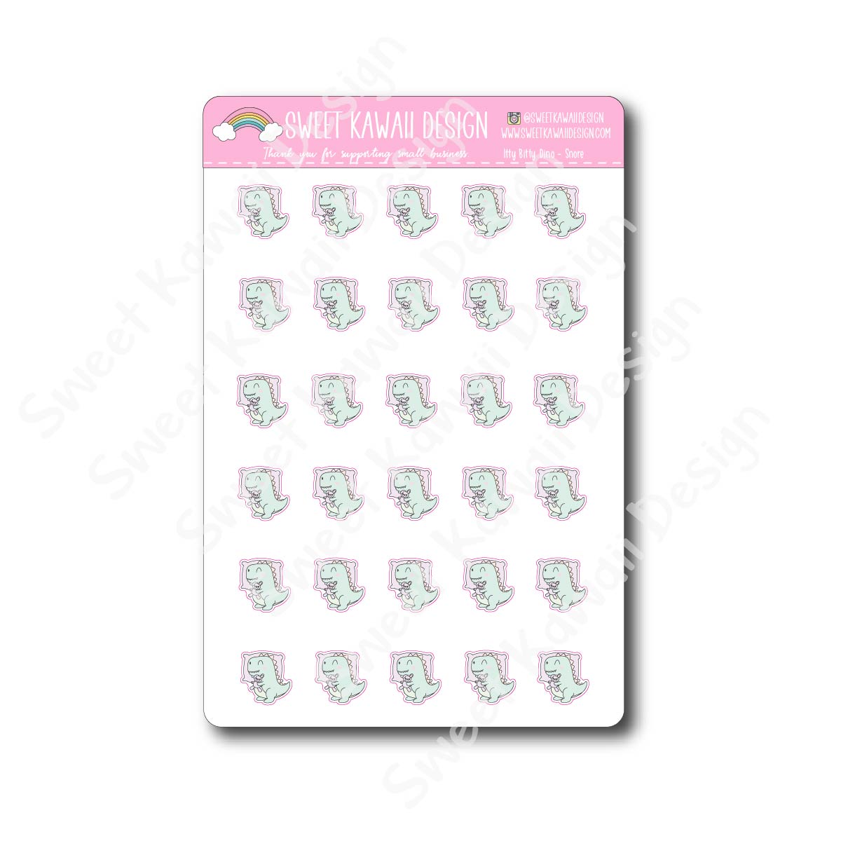 Kawaii Dino Stickers - Dino-snore