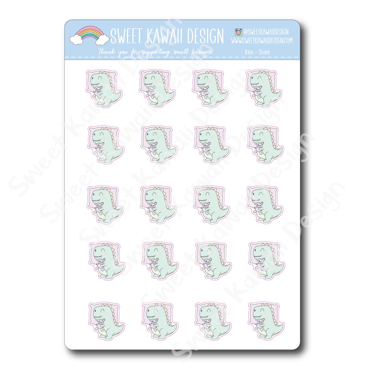 Kawaii Dino Stickers - Dino-snore