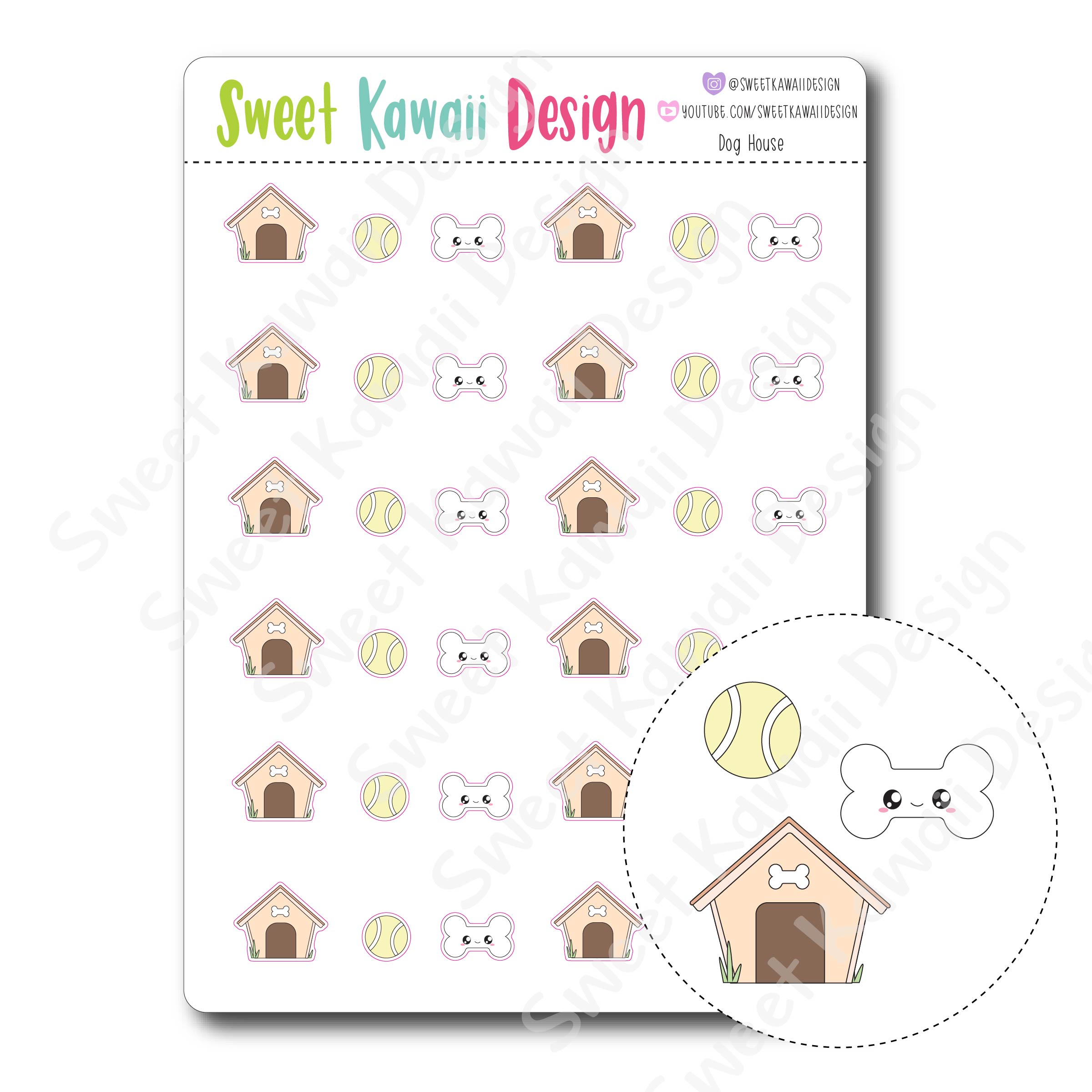 Kawaii Dog House Stickers