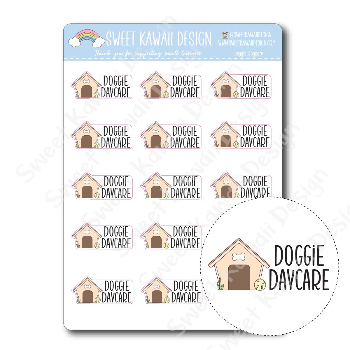 Kawaii Doggie Daycare Stickers