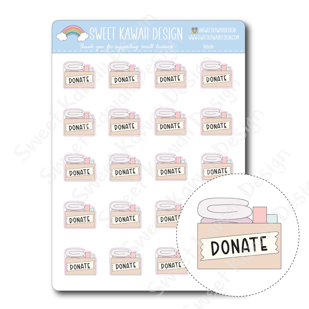 Kawaii Donate Stickers