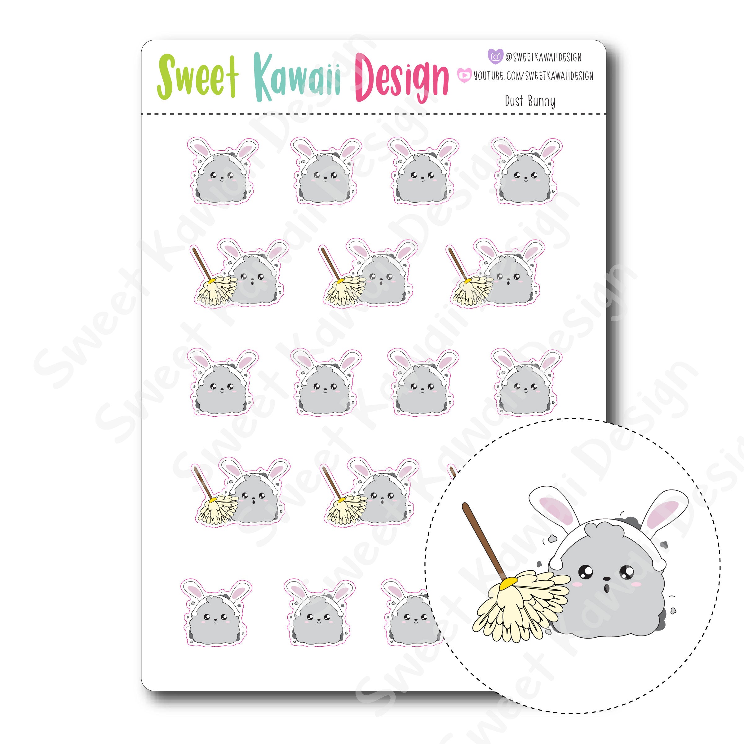 Kawaii Dust Bunny Stickers