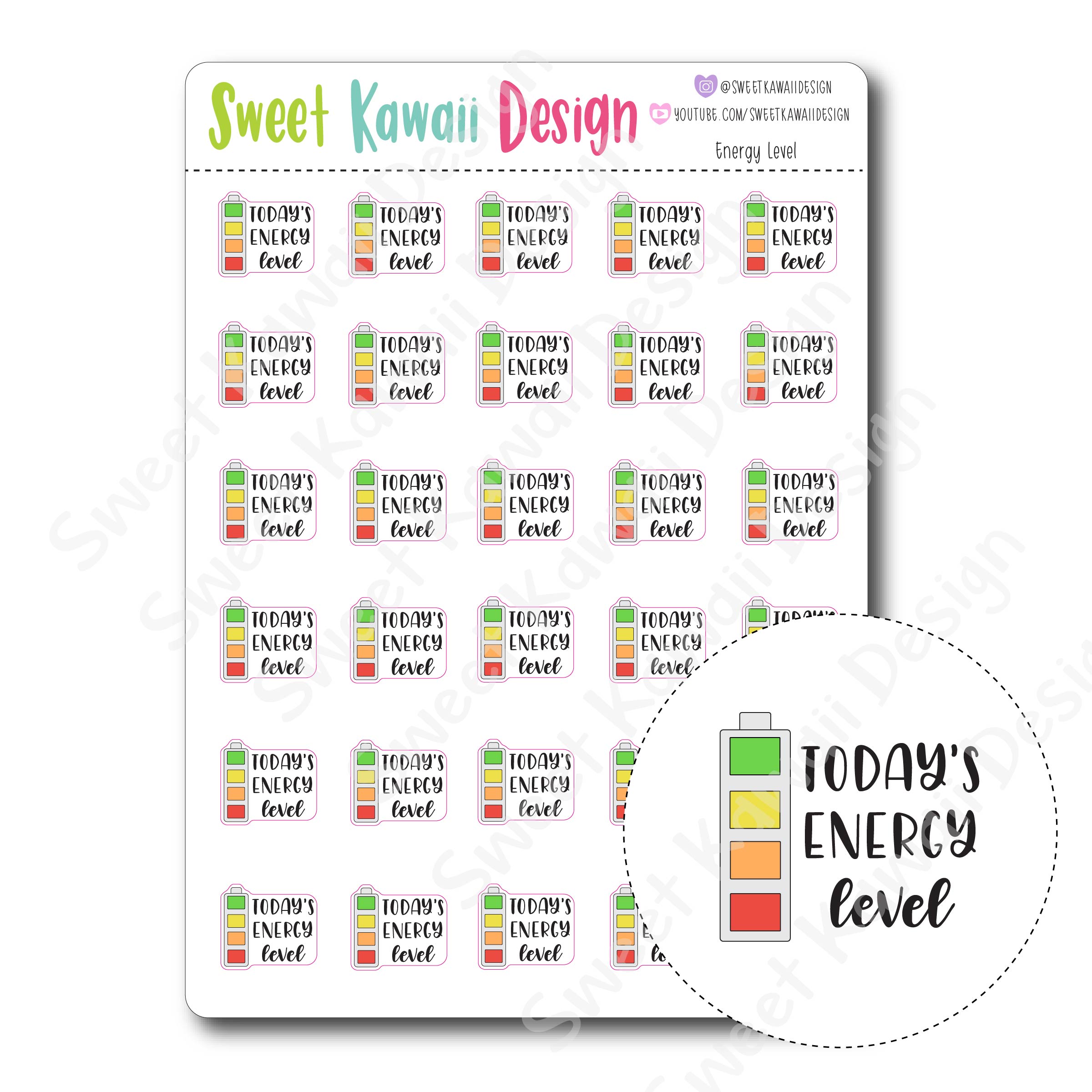 Kawaii Energy Level Stickers