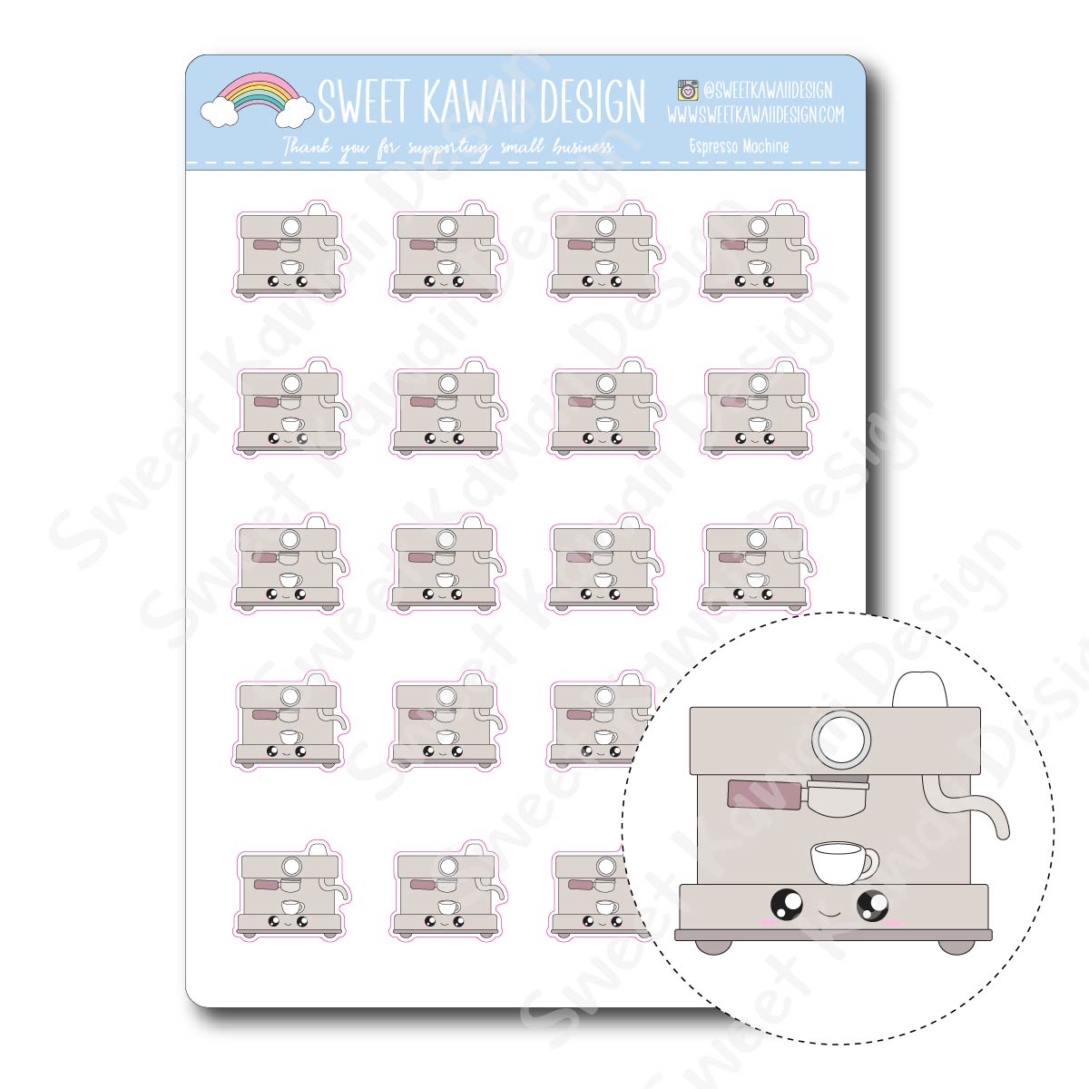 Kawaii Espresso Machine Stickers