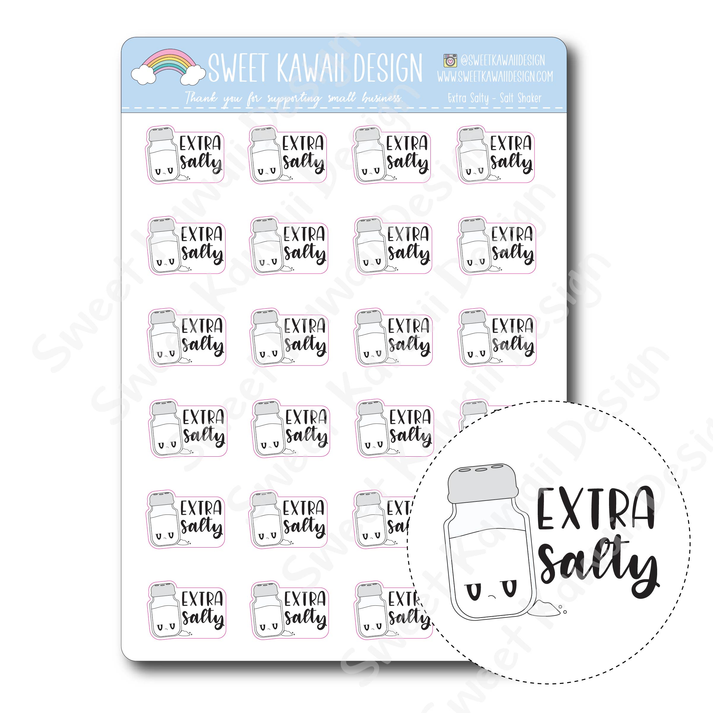 Kawaii Extra Salty - Salt Shaker Stickers