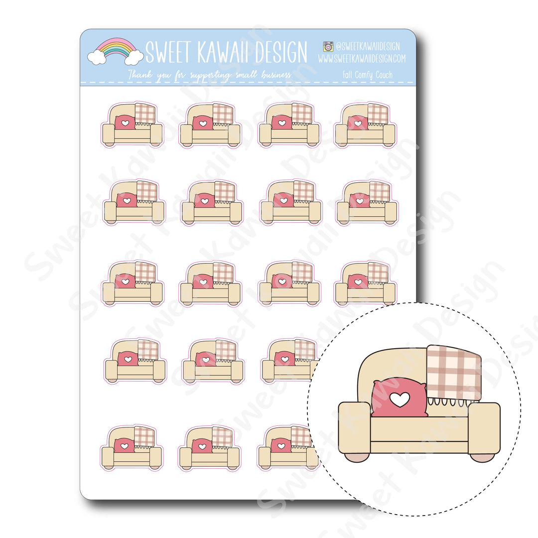 Kawaii Fall Comfy Couch Stickers