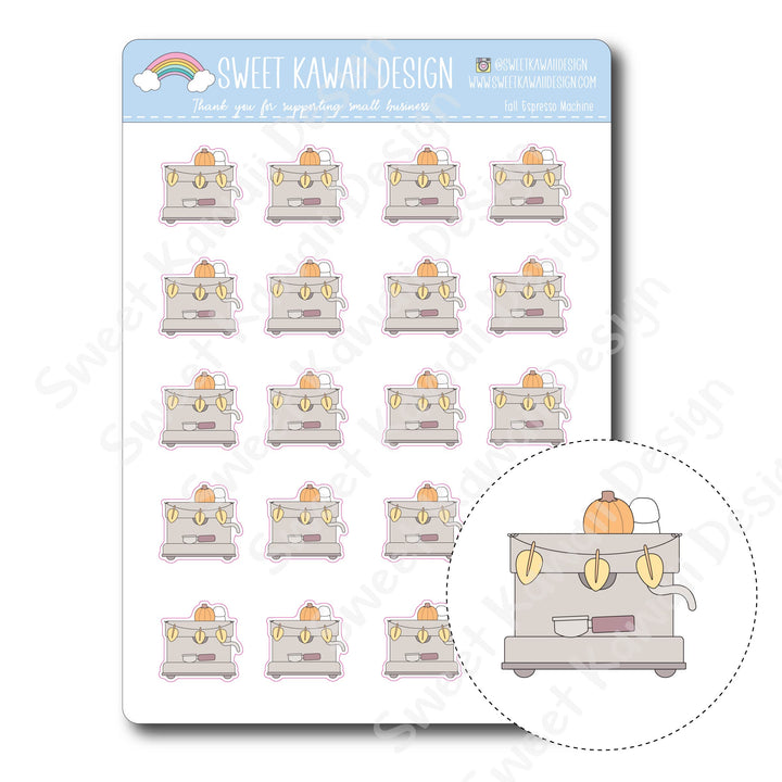 Kawaii Fall Espresso Machine Stickers
