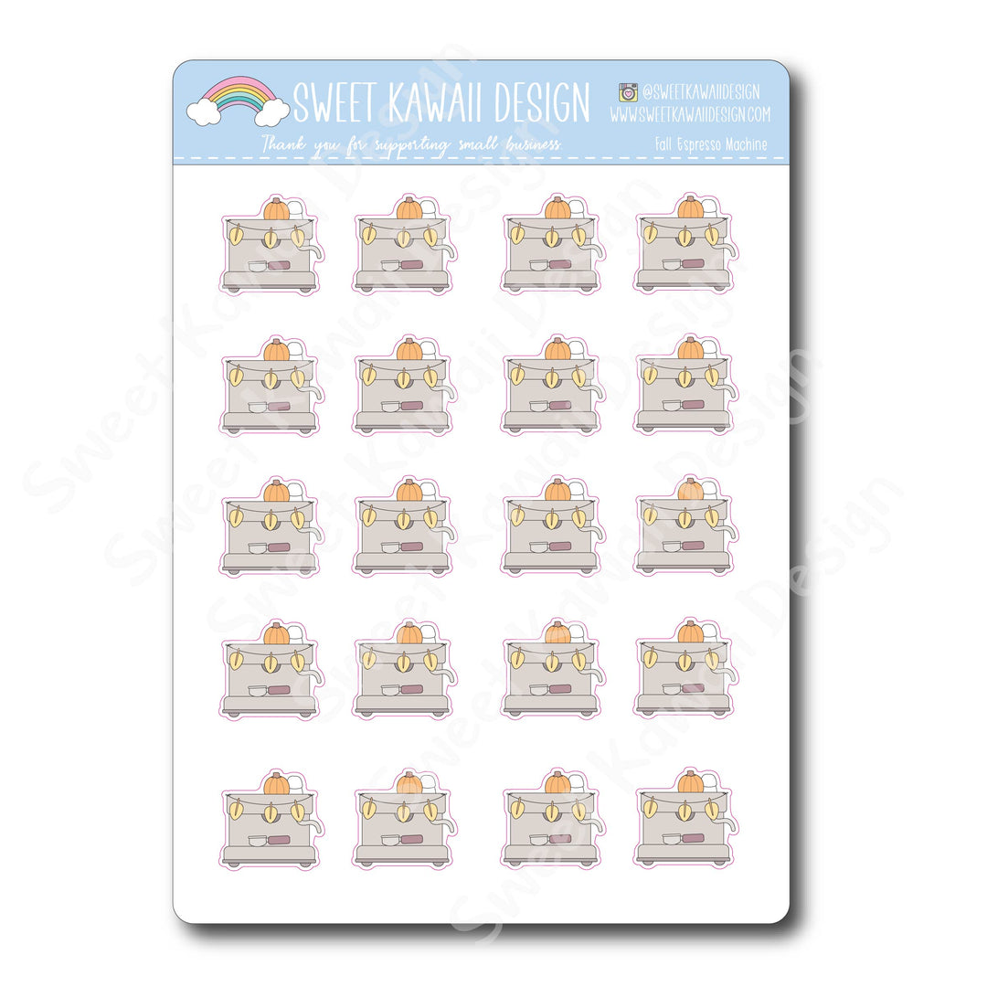 Kawaii Fall Espresso Machine Stickers